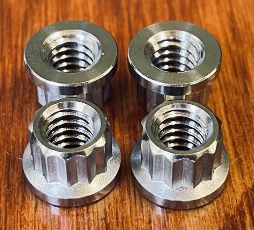 4pc ti 1/4-20 12pt jet nuts superlight 6al4v grade 5 reduced head racing