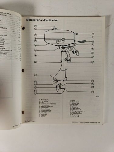 Mercury mariner outboards service manual models 2.2/2.5/3.0/3.3 p/n: 90-44477-1