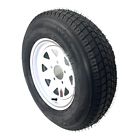 Trailer tire on rim st175/80d13 load range c bias 5 lug white spoke 13&#034; wheel