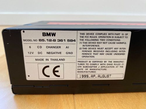 Bmw e39 5 series 7 series e38 e53 e46 6 disc cd changer 65 12-8 361 584