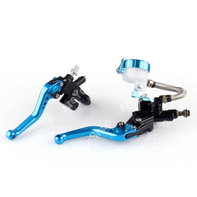 7/8" universal front master cylinder brake clutch levers sport street bike blue