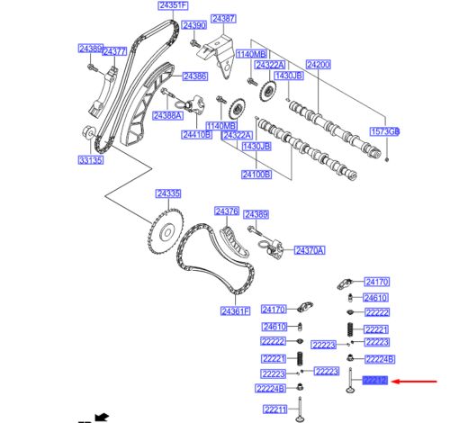 Hyundai i30 mk3 exhaust valve 222122a100 new original-