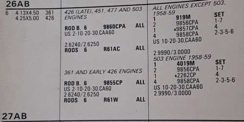 1939-47 gmc truck coach 361 426 federal mogul rod bearing set 9855cp-10 .010