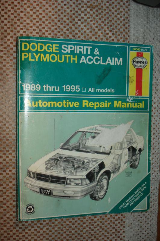 1989-1995 dodge spirit & plymouth acclaim shop manual service book mopar repair