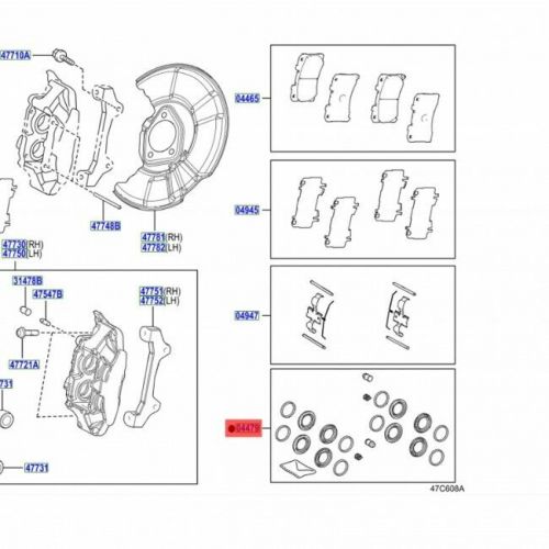 Genuine toyota front brake caliper cylinder seal kit for yaris gr 0447952270