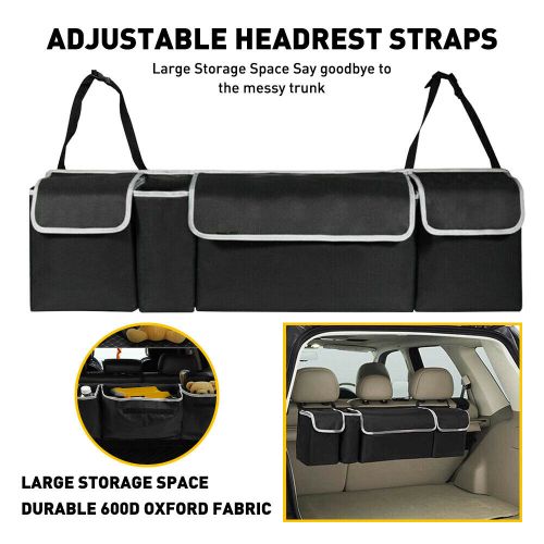 Car 600d oxford rear trunk storage bag back seat storage organizer bag 4 pockets