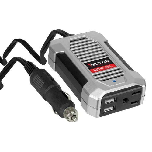 120-watt portable car power inverter with dual usb ports