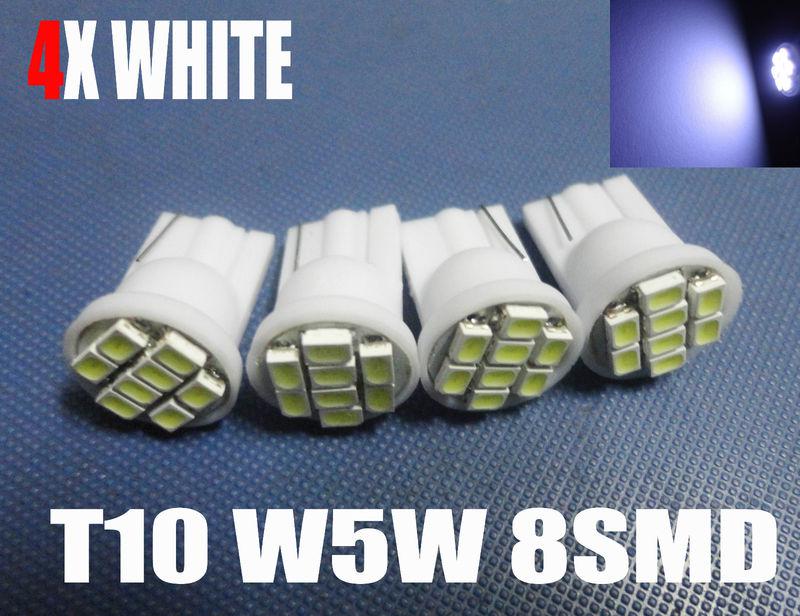 4x white 8-smd t10 led license plate lamp bulbs 2827 2821 2525 2521 2652 #o5