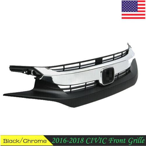 For 2016 2017 2018 honda civic 10th sedan front upper bumper chrome grill