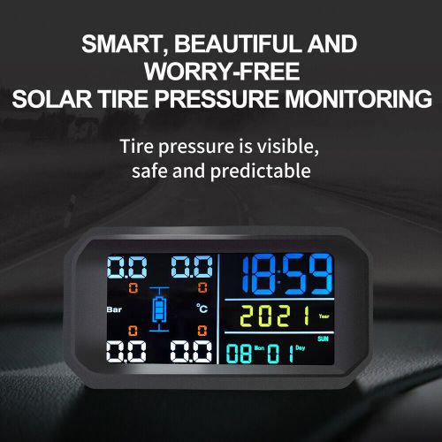 Wireless solar tpms lcd car tire pressure monitoring system 4 external sensors