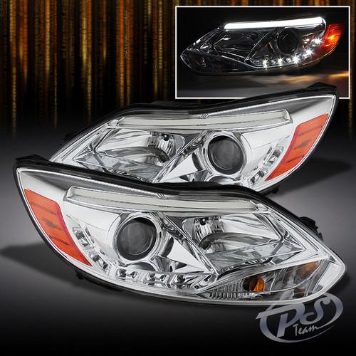 12-13 ford focus led strip chrome drl led projector headlights lamps left+right