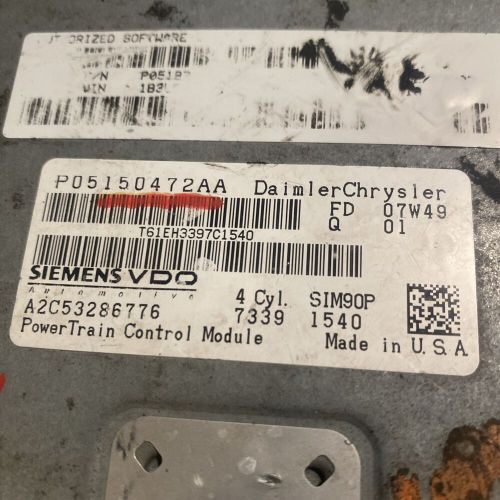 2007-2010 dodge avenger sebring 2.4l engine computer module ecu ecm p05150472aa