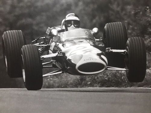 Jackie oliver, lotus 49 airborne german grand prix 1967 great vintage car poster