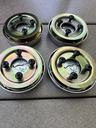 Mustang set of 4 wheel center caps black silver horse 1965-73 1 needs repair