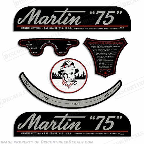 Fits martin 7.5hp outboard motor engine decal kit