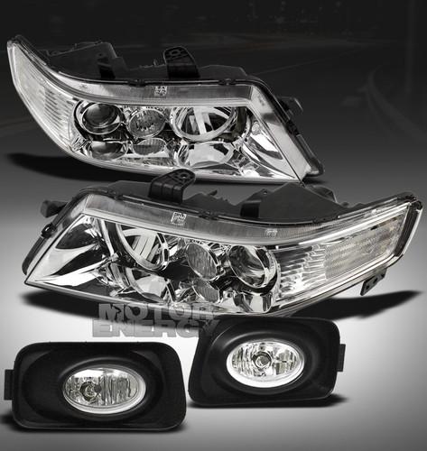 2004-2005 acura tsx sedan 4dr jdm chrome projector head lights lamp w/bumper fog