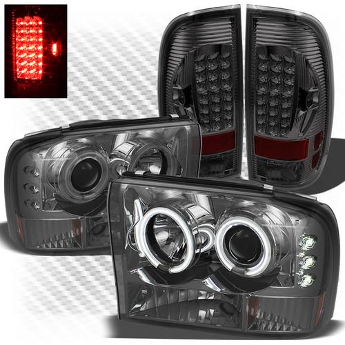 99-04 f2/350 1pc smoked ccfl halo projector headlights + led perform tail lights