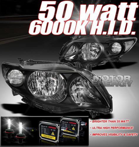 2009-2010 toyota corolla crystal jdm black headlight+50w xenon hid corner signal