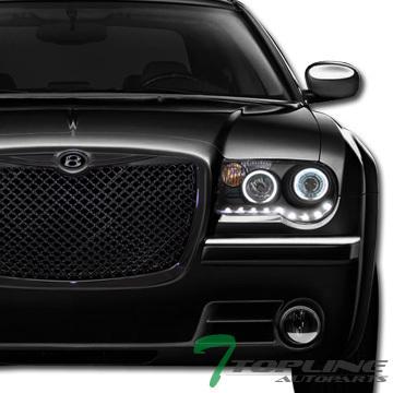 Blk luxury sport mesh front hood bumper grill grille 04 05-10 chrysler 300 300c