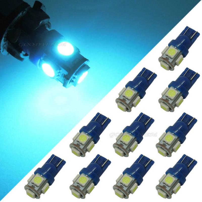 10x aqua blue 5-smd 5050 light bulb lamp t10 168 194 for led wholesale bulk #3