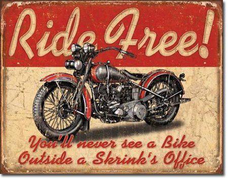 Ride free tin metal sign harley davidson parts indian tools beer bar pub gas mac