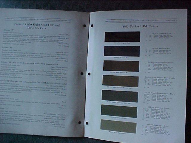 Rare original 1932 packard  paint chip catalog series 900, 905, 906