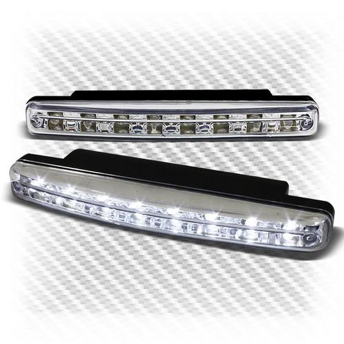 Hyper white 8 led clear drl daytime running bumper lights fog lights pair set