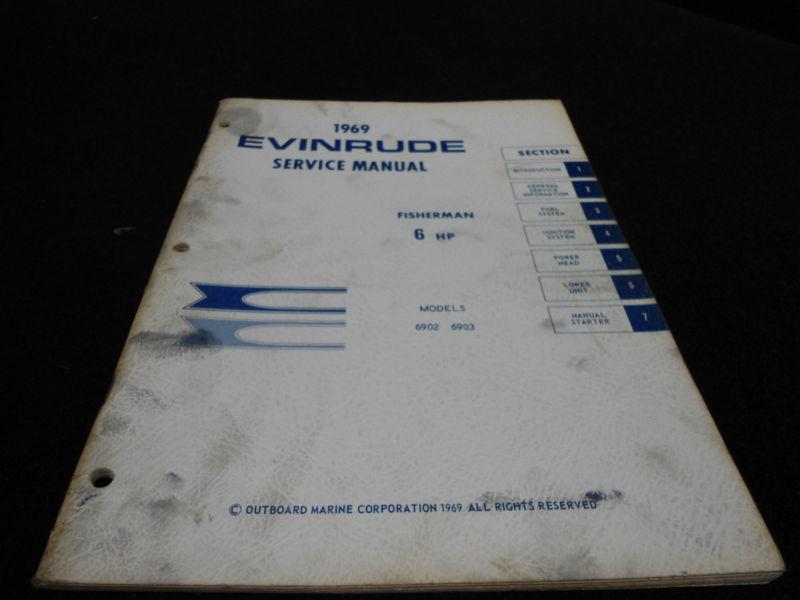 Original factory 1969 service manual # item_4591 evinrude 6hp outboard boat 