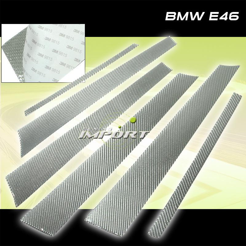99-05 bmw e46 325i/330i silver carbon fiber door pillar sticker protector set