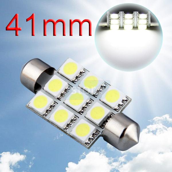 41mm 9 smd 5050 pure white dome festoon interior led car light bulb lamp