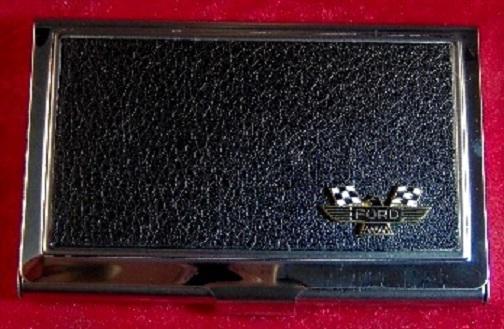 Ford thunderbird - stainless steel & leather business card case