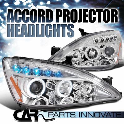 Honda 03-07 accord 2/4dr led halo projector headlights lamp chrome