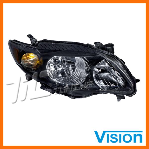 09-10 toyota corolla s xrs passenger right r/h side headlight lamp w/black bezel