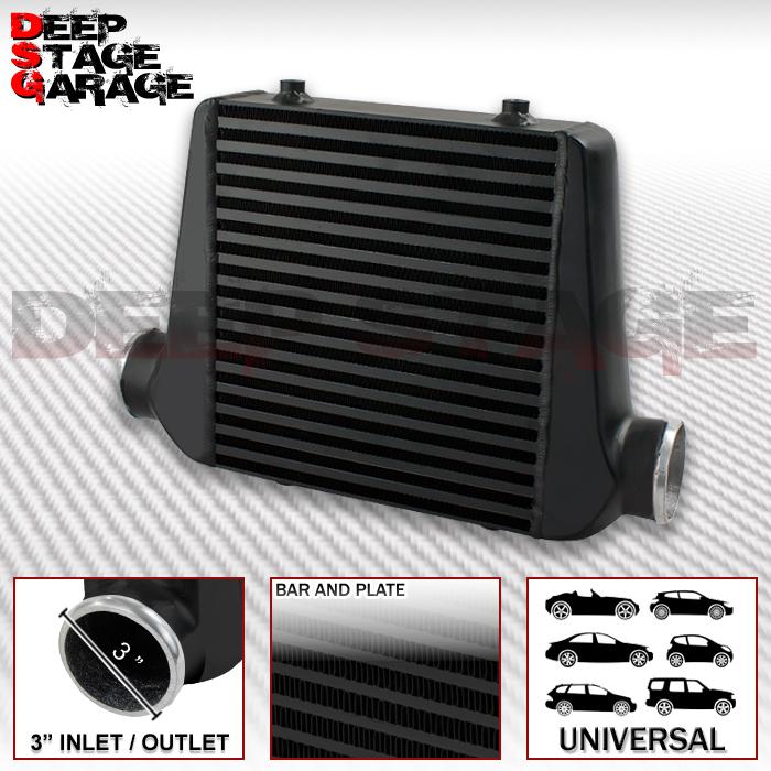 18x12x3 aluminum turbo bar&plate fmic front mount intercooler black 3.25"inlet