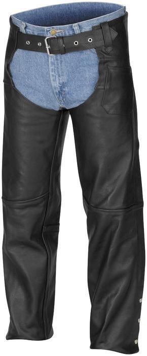 River road plain leather motorcycle chaps black md/medium