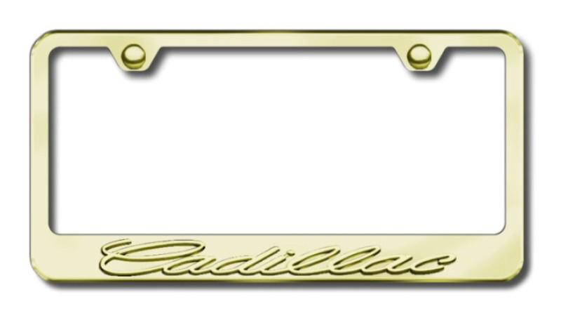 Cadillac 3d gold on gold license plate frame -metal made in usa genuine