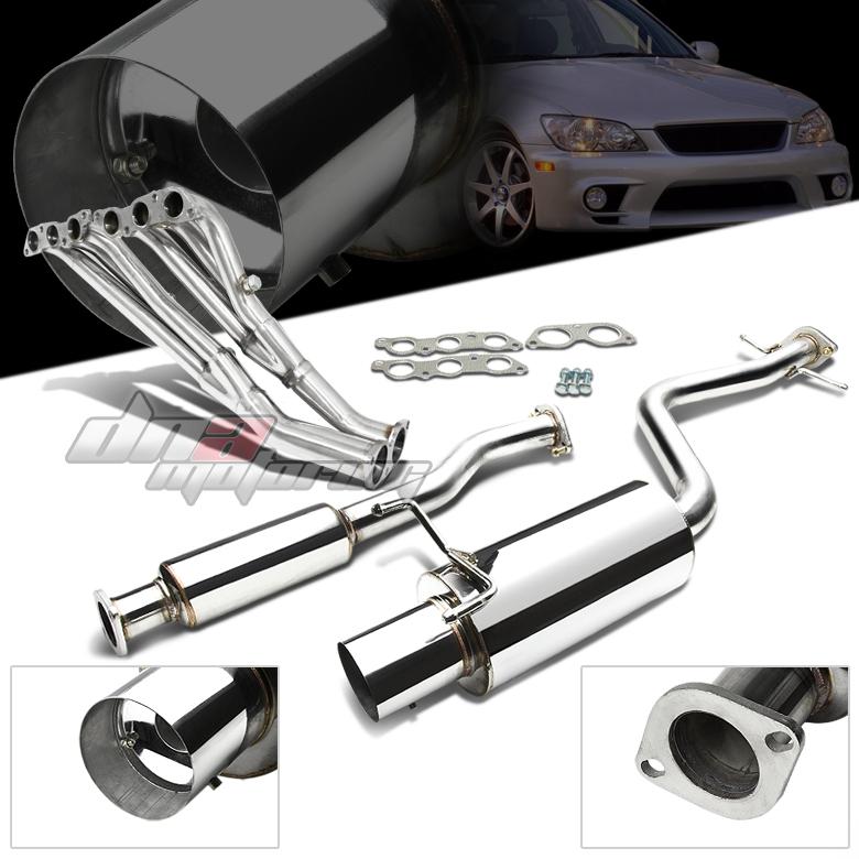 01-05 lexus altezza is300 racing header+4" tip muffler catback exhaust system