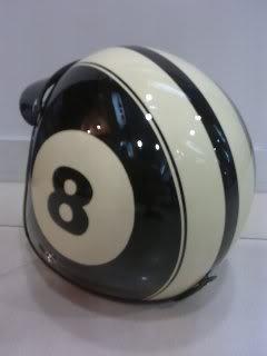 Vintage scooter motor black ivory racing no.8 open face helmet new