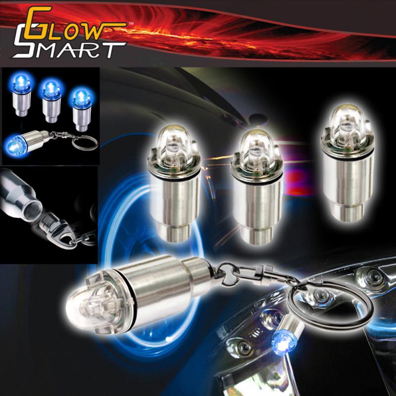 4 x bike car tyre wheel valve cap led tire light bl