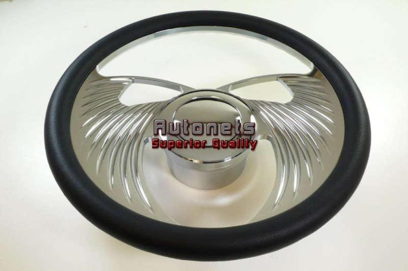 Black leather angel wings camaro impala hot street aluminum steering wheel horn