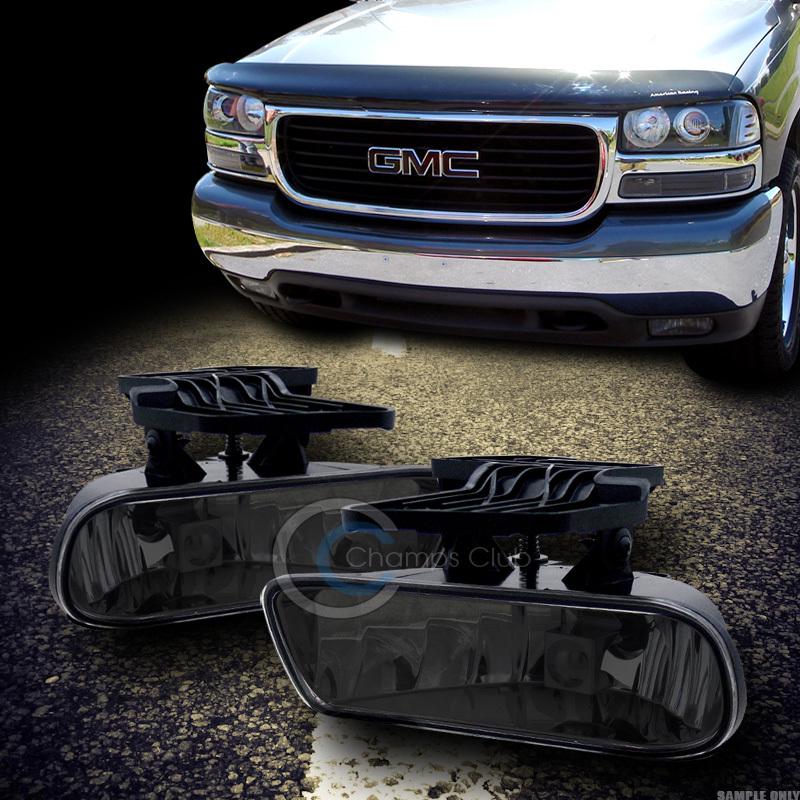 Jdm smoke crystal clear front bumper fog lights lamps 00-06 gmc yukon xl sierra