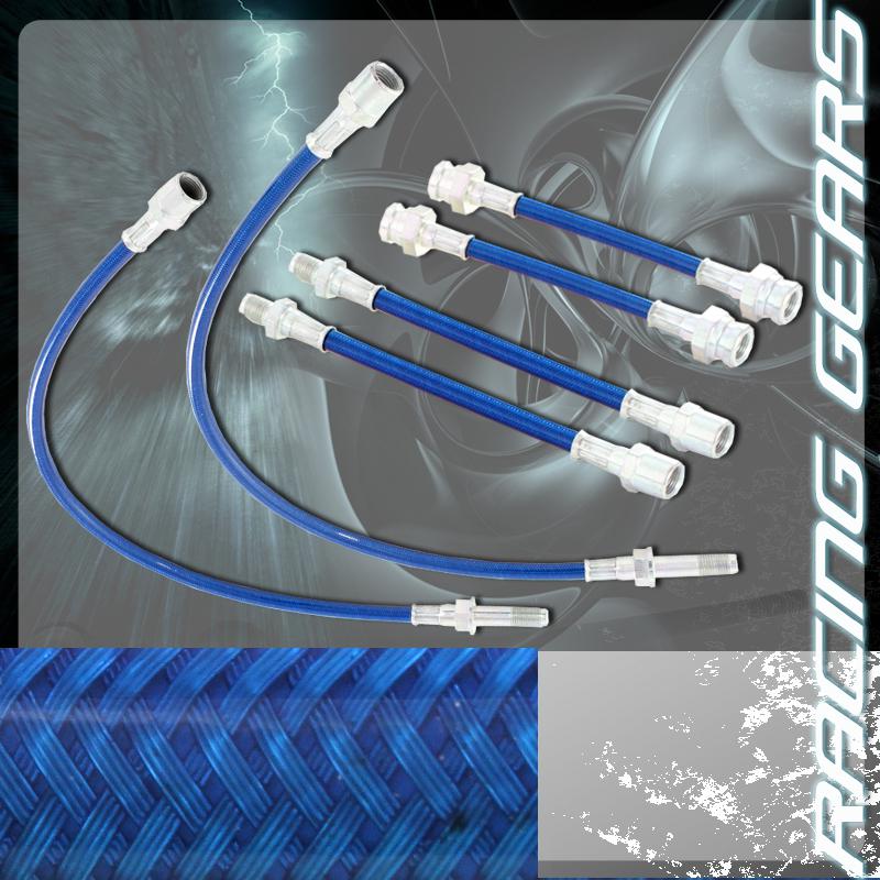 93-98 volkswagen golf gti jetta blue front+rear stainless steel hose brake line