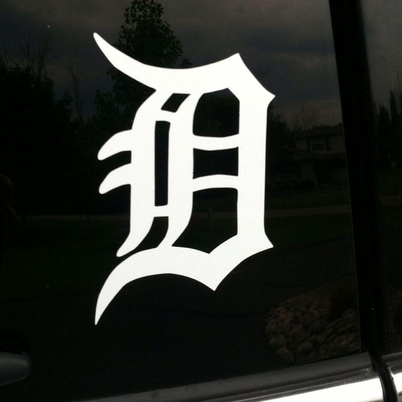 Detroit tigers car decal sticker vinyl old english d white