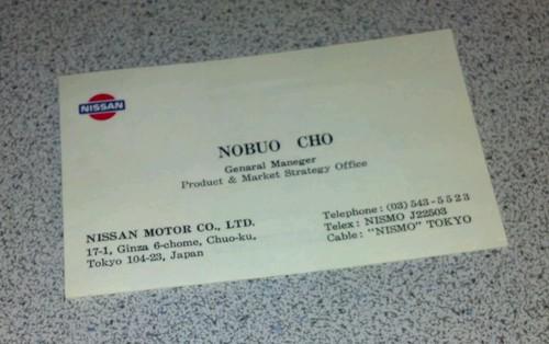 Datsun/nissan american/japanese business card nobuo cho ~ vintage 240z era! rare