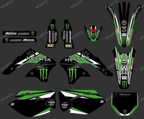 Team graphics & backgrounds decals for kawasaki kx450f kxf450 2006 2007 2008