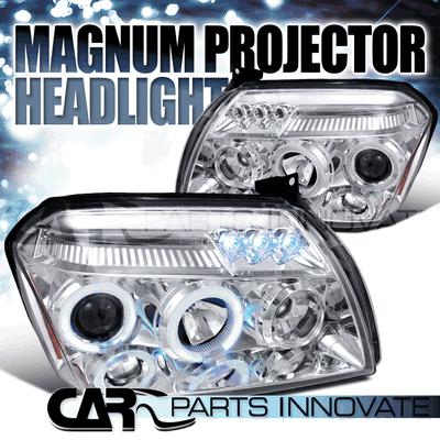 Dodge 05-07 magnum led halo projector headlights lamp chrome