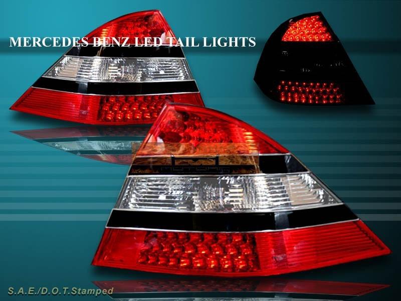 00-05 benz w220 s-class s430/s500/s600/s55 amg led tail lights red clear