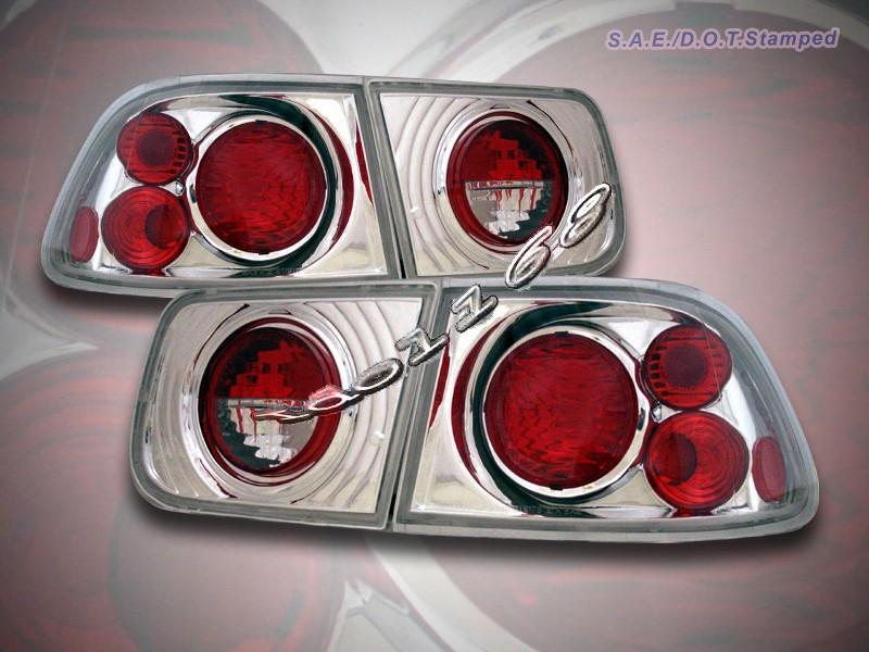 1996-2000 honda civic tail lights chrome coupe 2-door 97 98 99