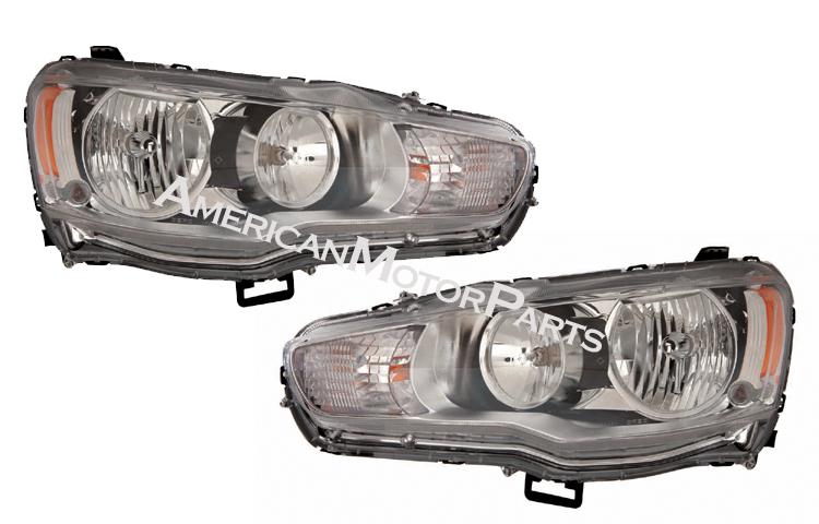 Depo pair euro style chrome headlights head lamps 08-10 09 mitsubishi lancer