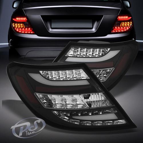 08-10 mercedes benz w204 c-class led black tail brake lights lamps left+right